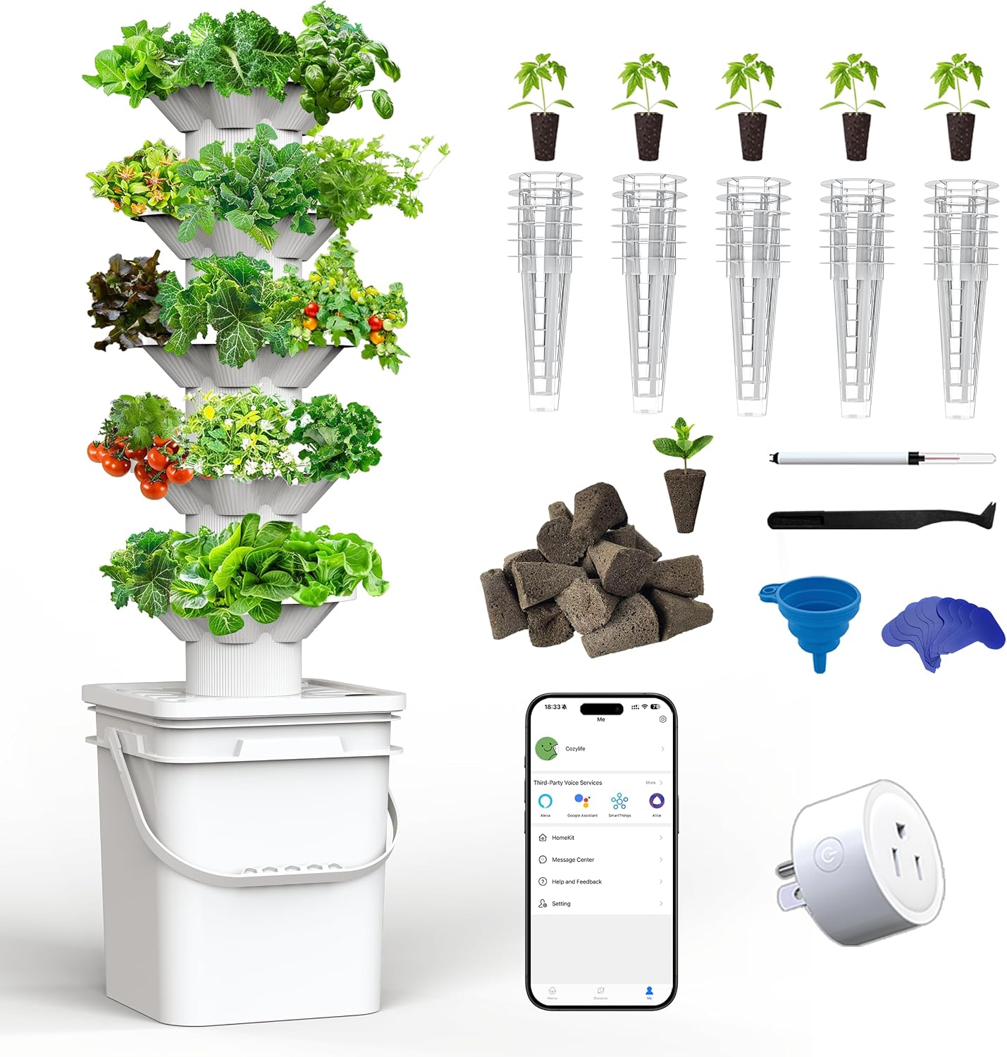 Hydroponic Tower - Hidroponik Yetiştirme Sistemi Kiti 5 Katmanlı