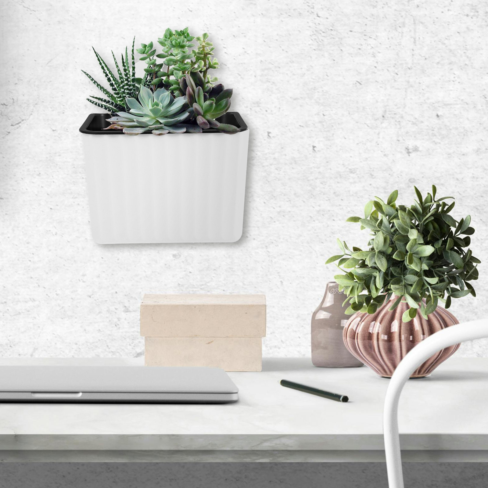 Self Watering Planter - 2 Adet Duvara Monte Çiçek Saksıları