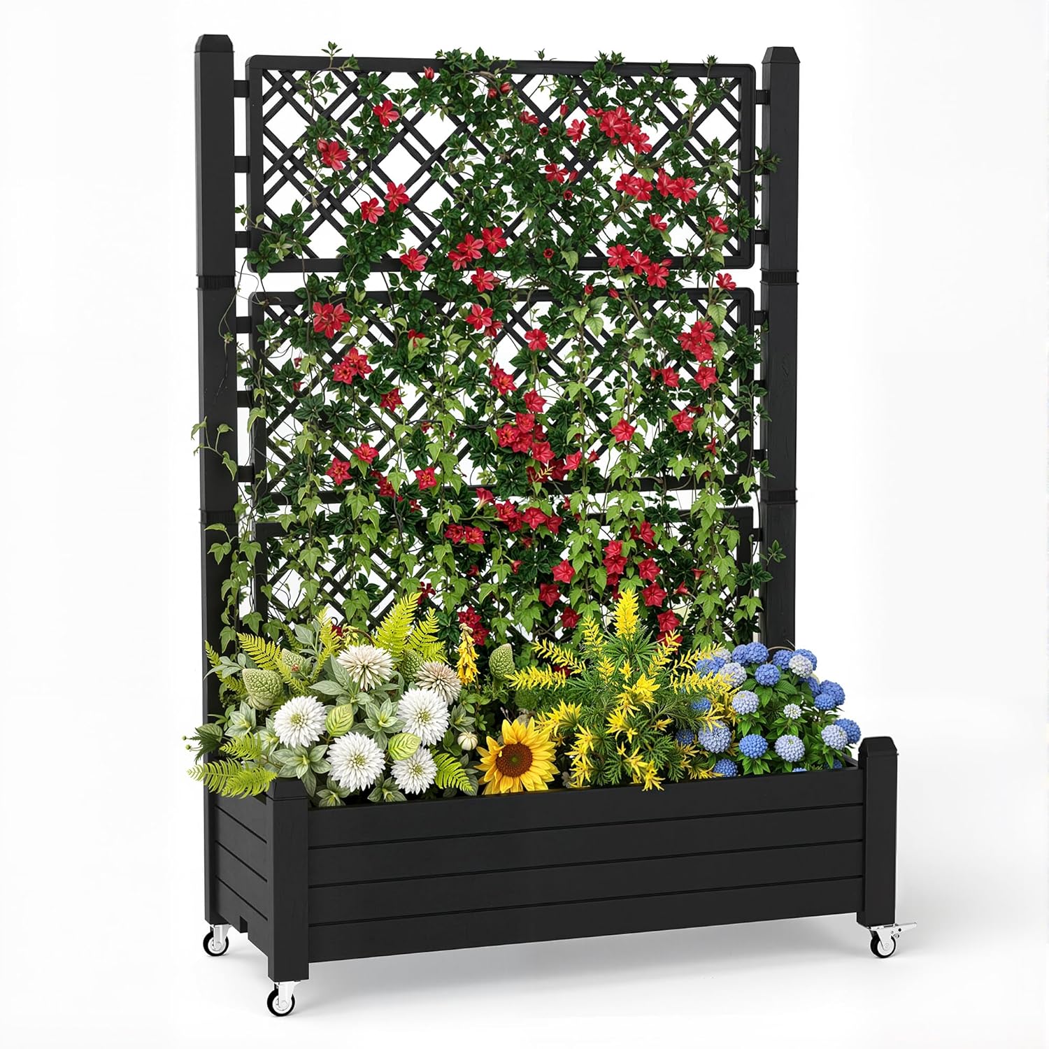 Self Watering Planter - Çıkıntılı Bahçe Yatağı, Kilitlenebilir Tekerlekli ve